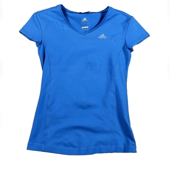 Adidas Climalite Shirt Womens Sky Blue Workout Gym Running Tee Vintage Y2K - Picture 1 of 3